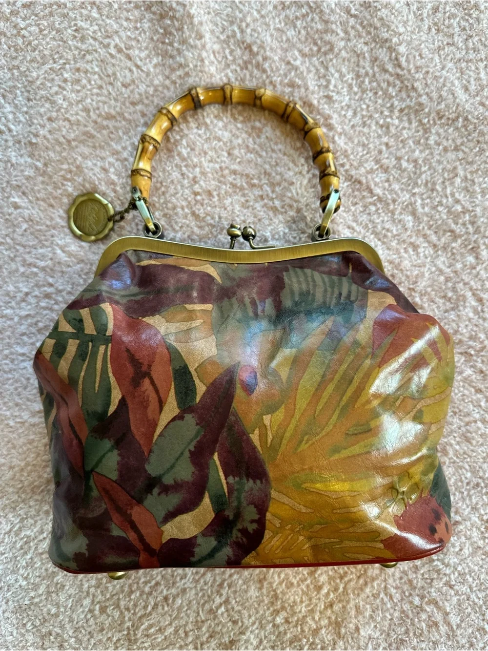 Patricia Nash Tropical Dreams Floral Leather Bamboo Handle 25 Year Anniversary
